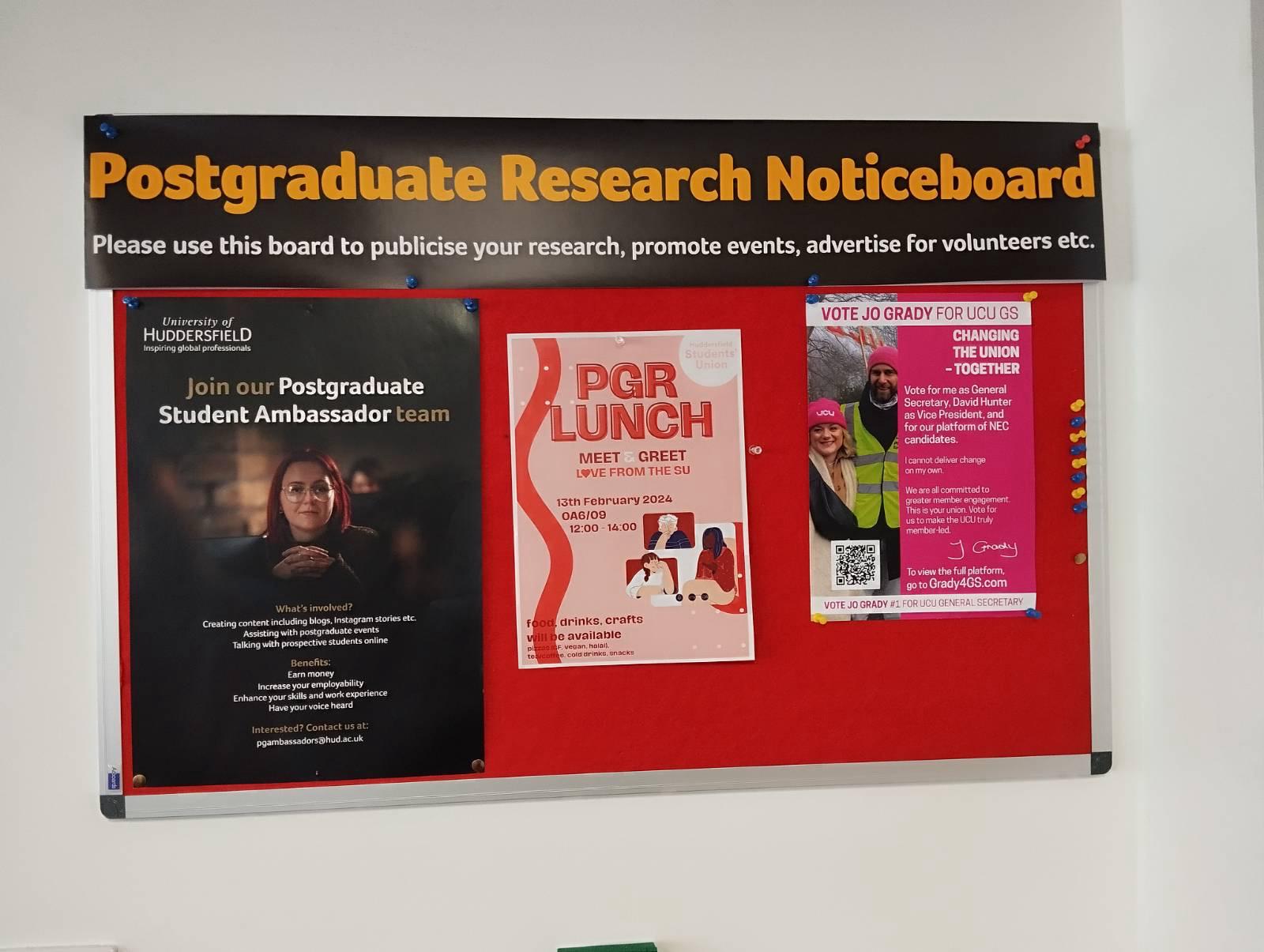 Grady4GS poster on a Postgraduate Research noticeboard.