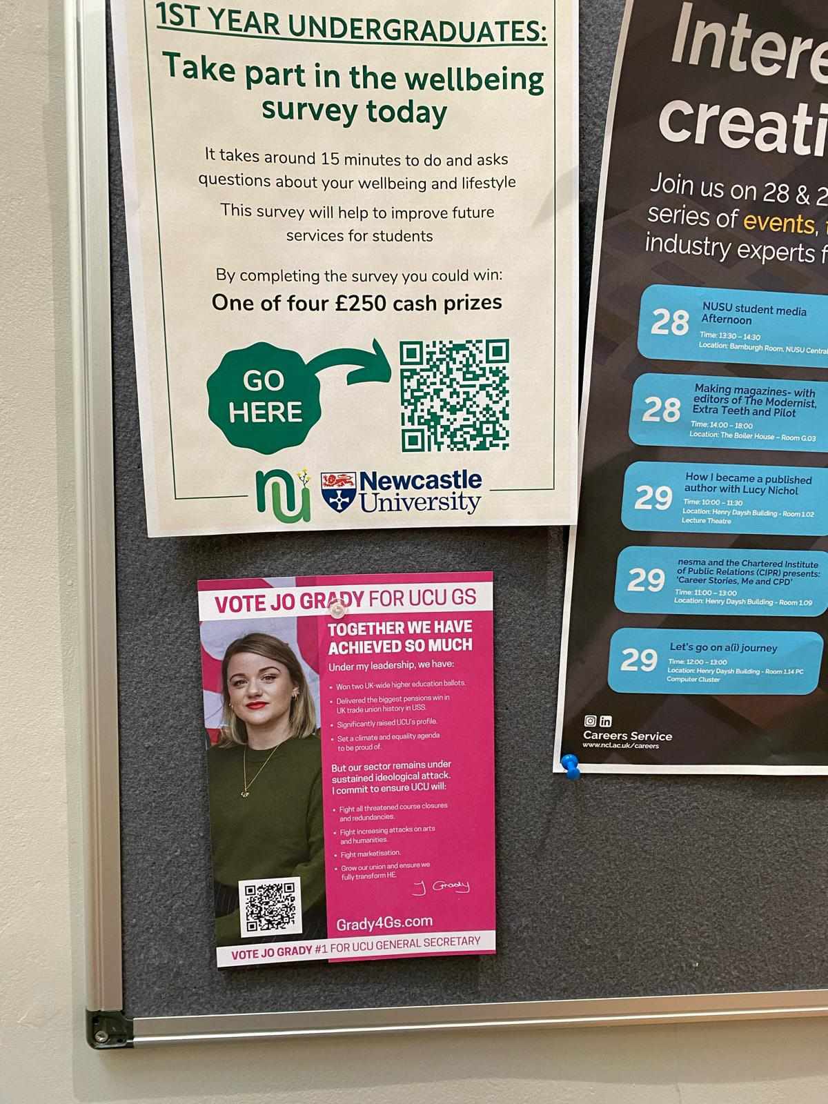 Grady4GS posters displayed on a notice board