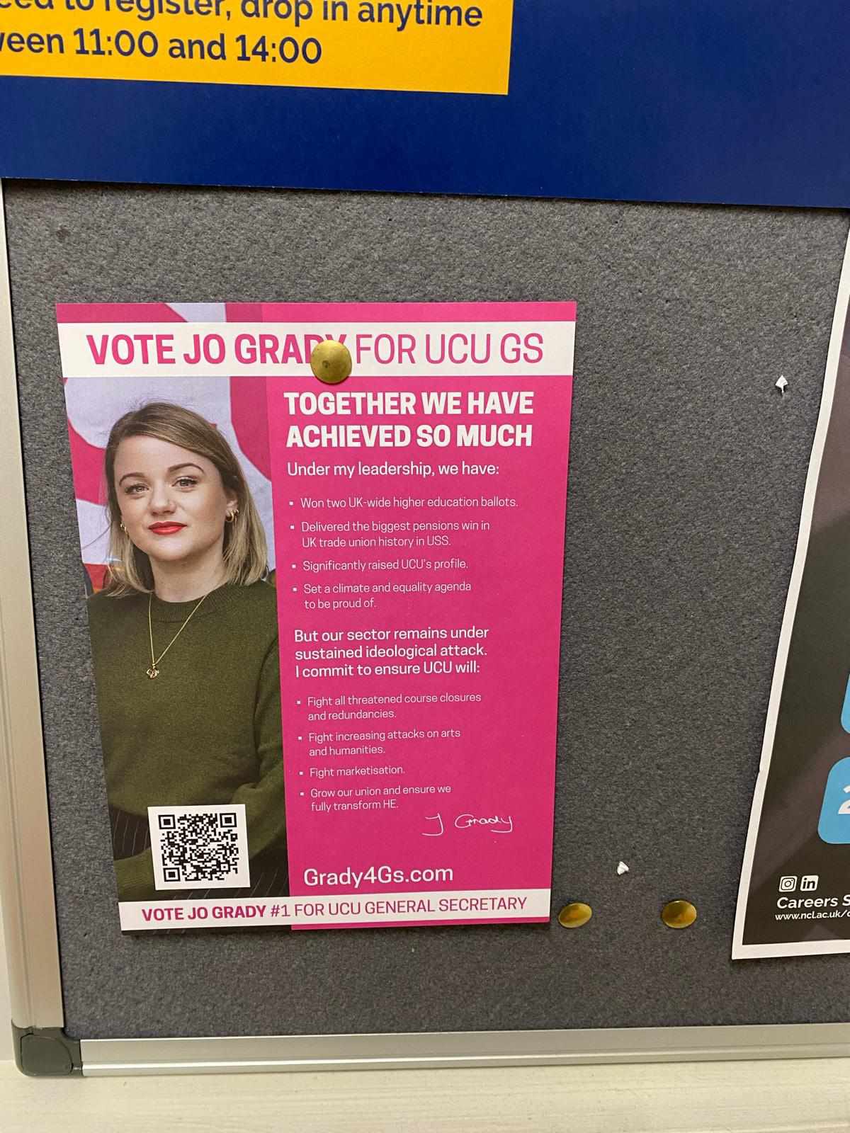 Grady4GS posters displayed on a notice board