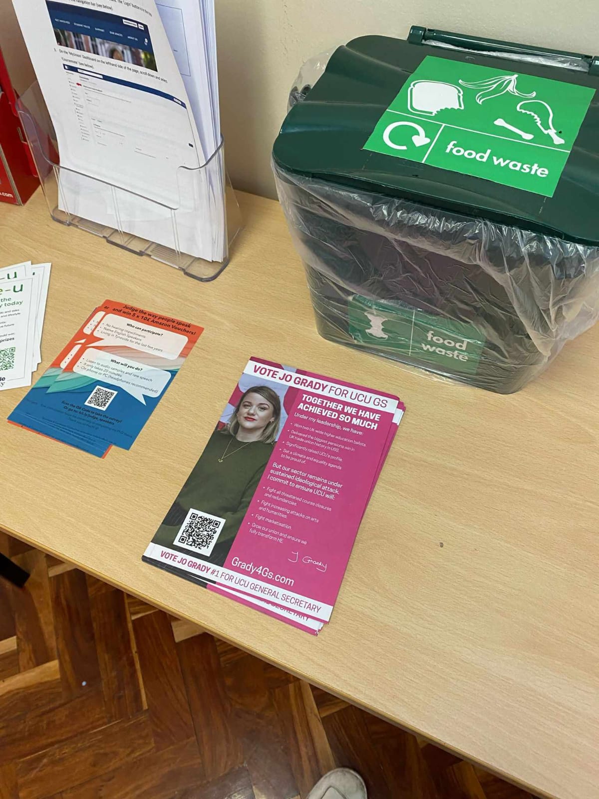 Grady4GS leaflet on a table with other leaflets